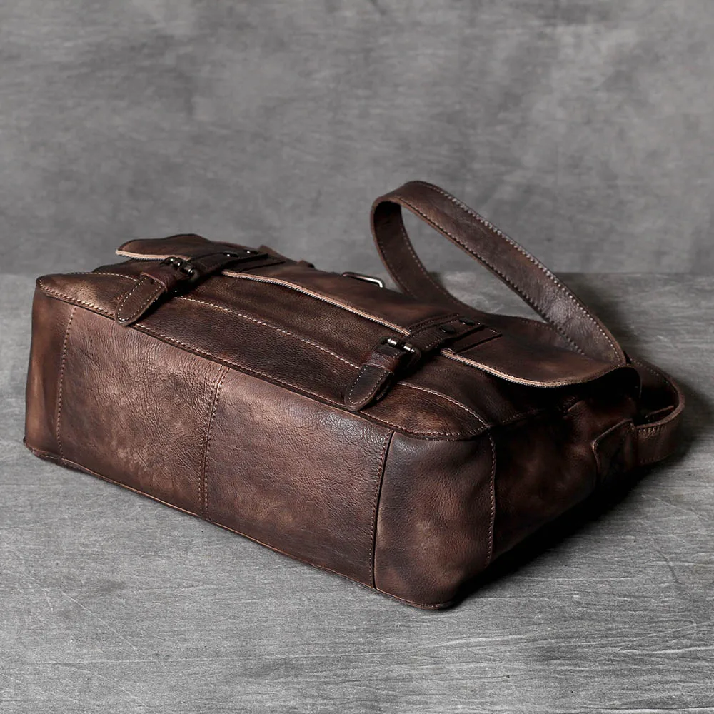 S.WORKER Vintage Echtes Leder männer Messenger Tasche Schulter Tasche Rindsleder Retro Casual Stil Umhängetaschen – Detail 10