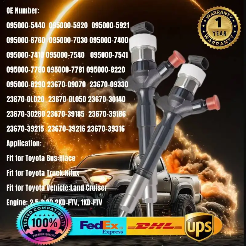 

Топливная форсунка 095000-8220 095000-8290 23670-0L050 23670-30280 23670-39316 для Toyota Land Cruiser Hiace Hulix 1KD 2KD-FTV D-4D