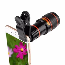 8x 12x Zoom Phone Camera Telephoto Lens Monocular Telescope Phone Universal Optical Telescope Lens with Clip for Smartphone