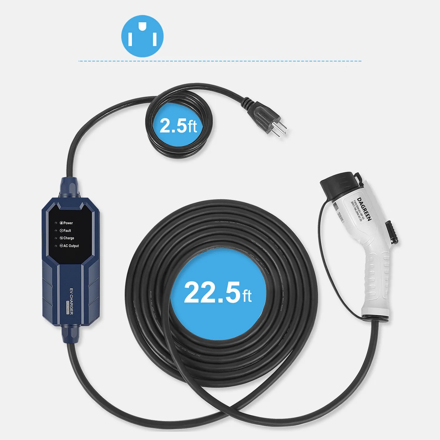 UK Level 1 EV Charger(110V,16A) Portable SAE J1772 Electric Vehicle Charging Station (NEMA5-15 Plug)