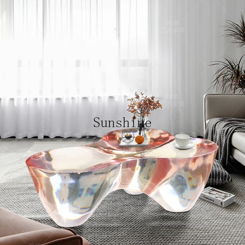 

Modern living room household coffee table transparent edge table