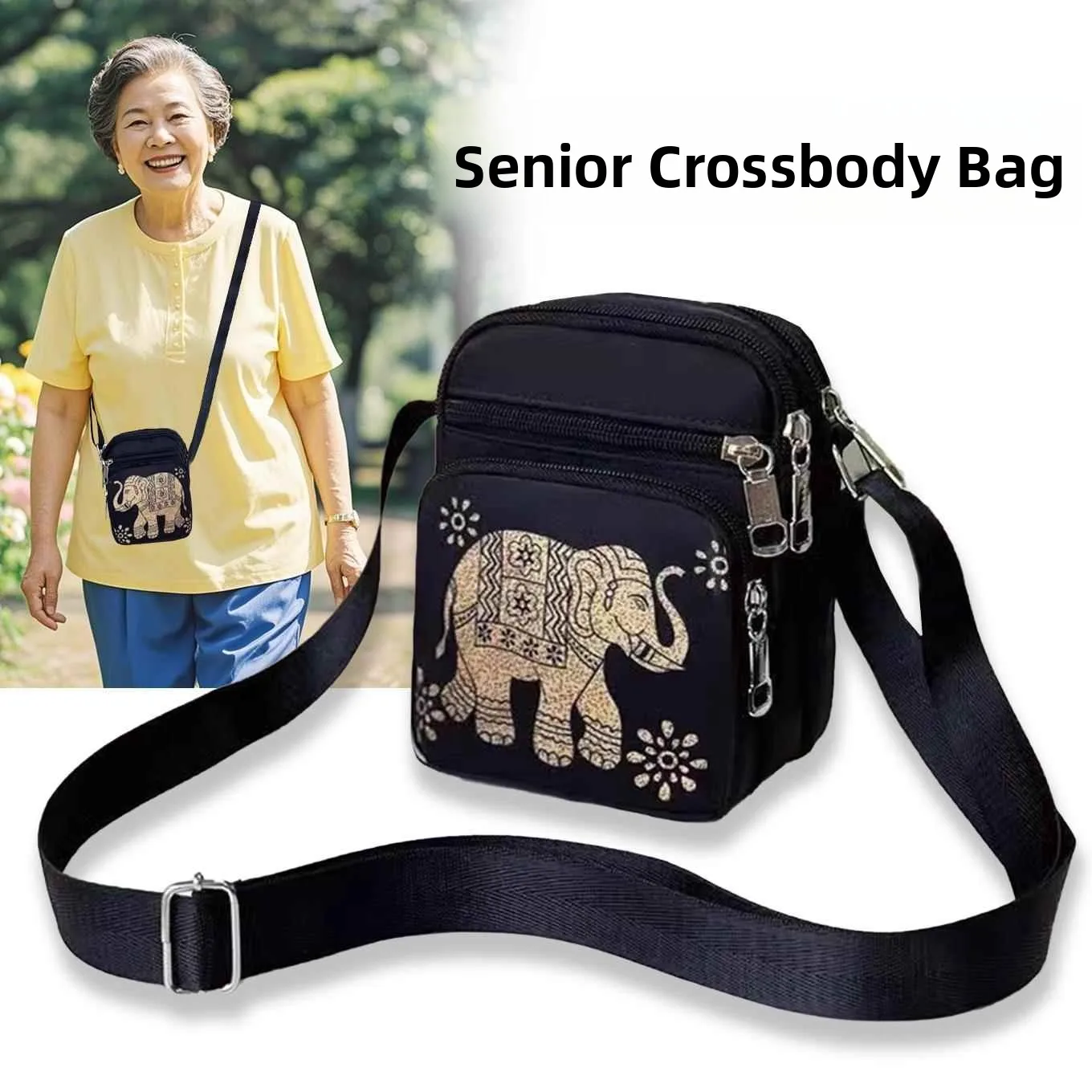 

Oxford Cloth Diagonal Bag for Elderly Women Canvas Shoulder Bag Vertical Wallet Mobile Phone Bag Soft Square Shape