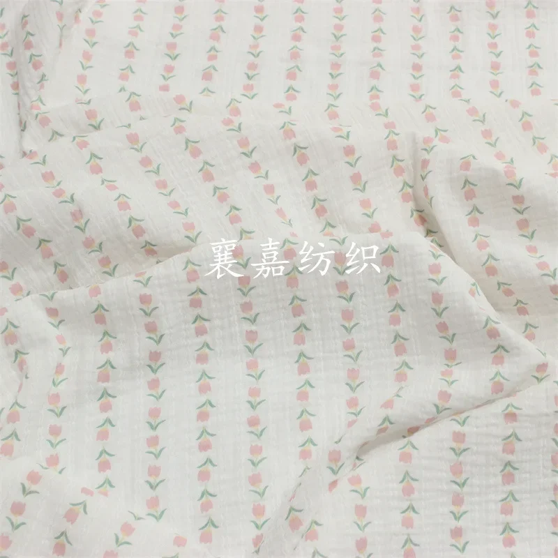 

10X1.35M Cotton Double-layer Crepe Fabric, Small Floral Fabric, Children's Clothing, Loungewear, Pajama Fabric