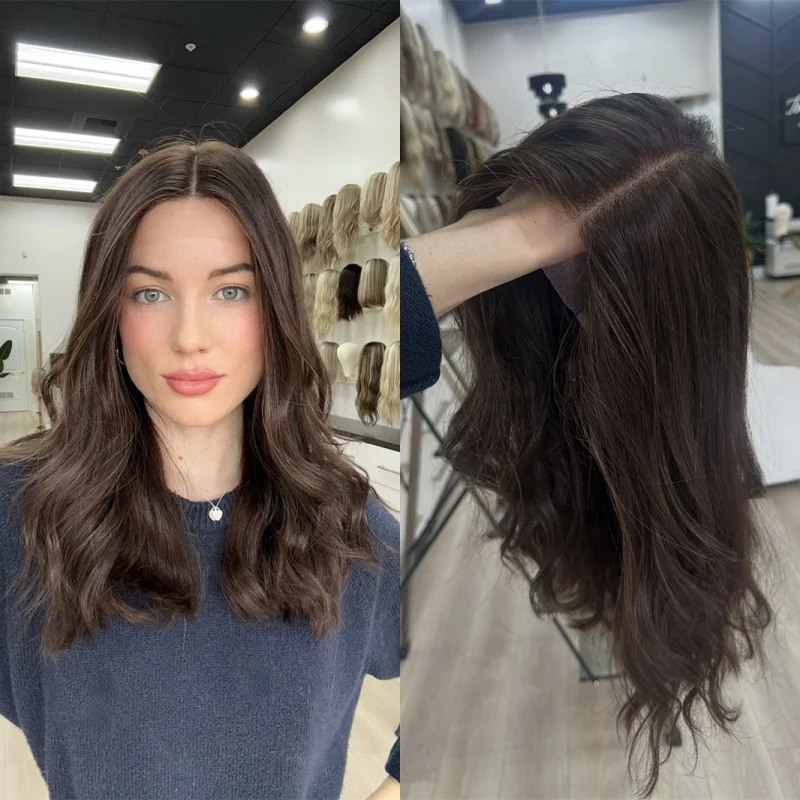 Dark Chcolate Brown Highlight Wig Synthetic HD Lace Front Wig Glueless Natural Hairline Glueless Wigs Easy To Wear Party Wigs