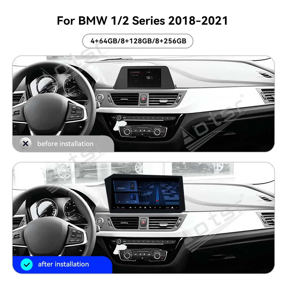 

12,9-дюймовый автомобильный радиоприемник с горизонтальным экраном для BMW 1 серии 2, 2018-2021, автомобильный мультимедийный видеоплеер, GPS-навигация, блок Carplay