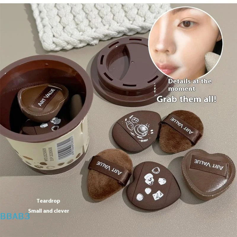 Set di 5 soffio per trucco morbido e carino con scatola di immagazzinaggio Accessorio per strumenti per trucco per fondotinta combinato asciutto e bagnato