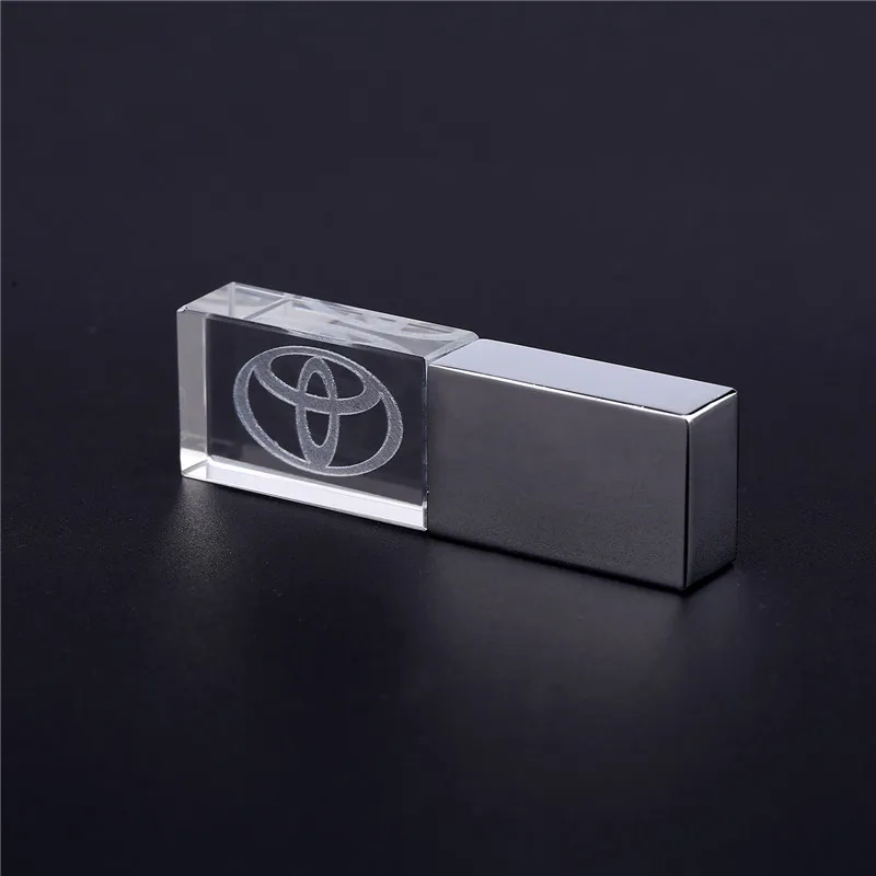 New Car Gift Fashion Crystal USB Flash Drive 128GB with LED Light Memory Stick Free Customized Logo Pen Drive External Storage