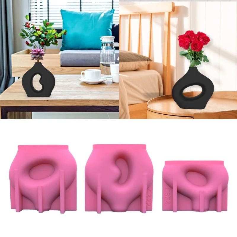 Twisted Flower Pot Silicone Mold Flower Vase Resin Epoxy Mould DIY Decoration Tool Plaster Crafts Making Supplies Y08E