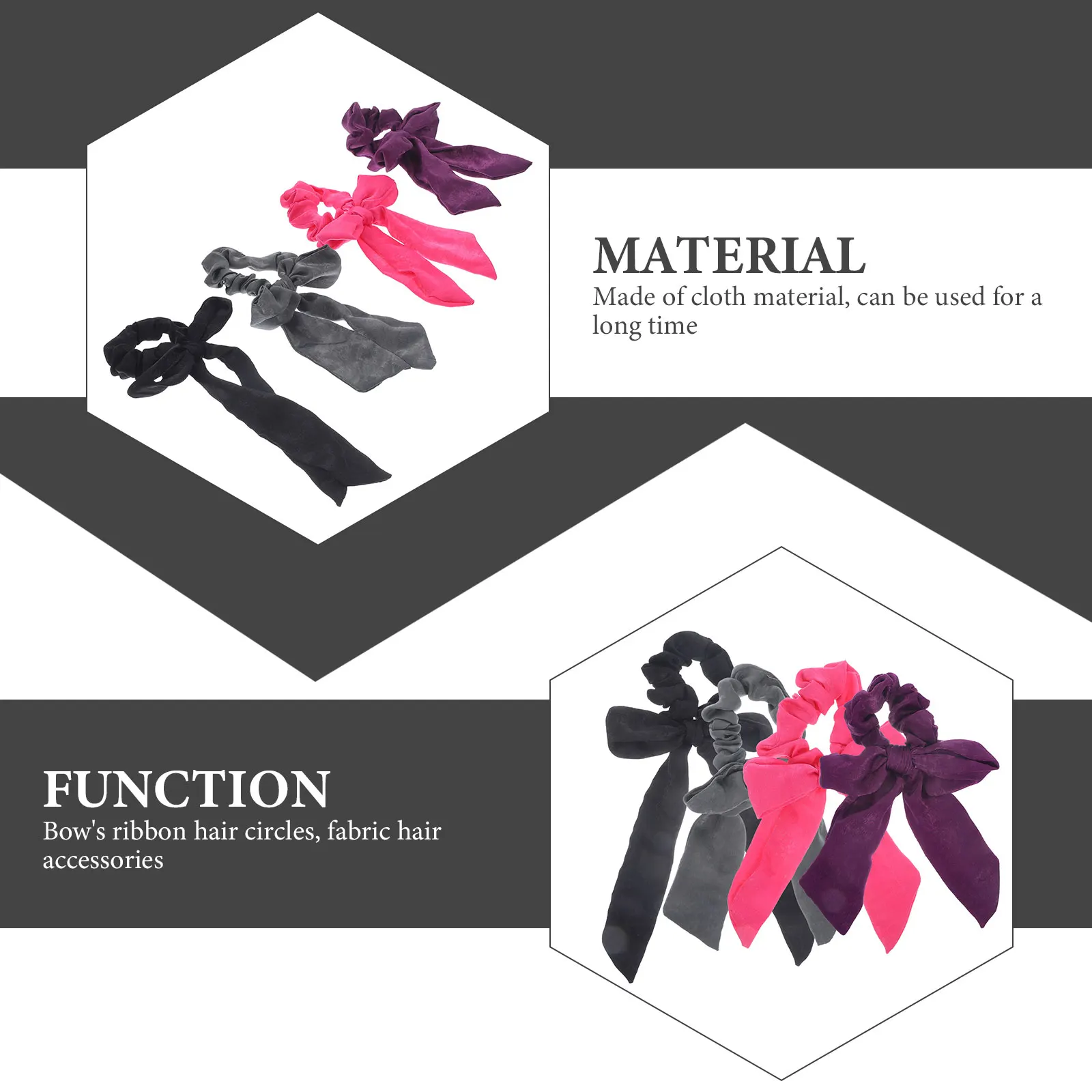 

4Pcs Bowknot Satin Hair Ties Chic Elastic Ponytail Holders Silk Bands for Women Girls Casual Wear Hair Accessories