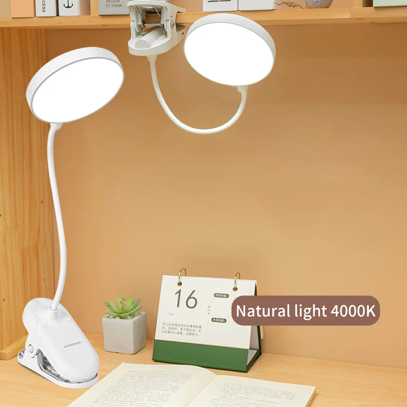 Lámpara de mesa, lámpara de escritorio recargable por USB con Clip, lectura de libros, luz nocturna LED táctil, 3 modos de atenuación, luz de protección ocular