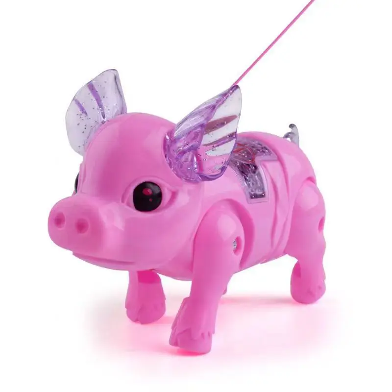 Cartoon Electric Leash Pig Toy Fun Running Electric Leash Piggy Light Up Music Walking Pig Toys Creative Children Birthday Gifts