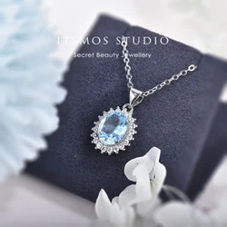 ITSMOS Topaz Crystal Pendant Necklace Natural Gemstone Female S925 Sterling Silver Necklace Luxury Jewelry for Women Gift