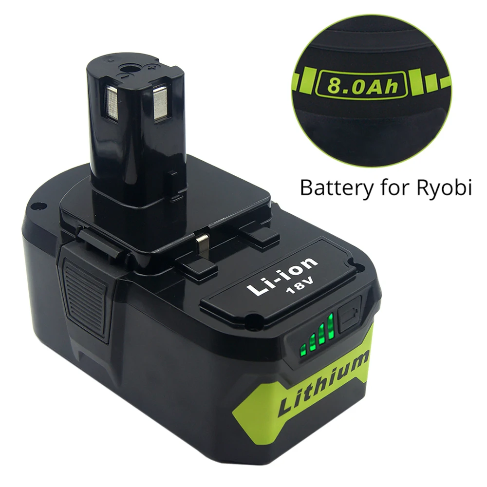 18V 8000mAh Li-ion Rechargeable Battery for Ryobi ONE+ P108 P109 P106 P105 P104 P103 RB18L50 RB18L40 BPL1820 BPL1815 RB18L60