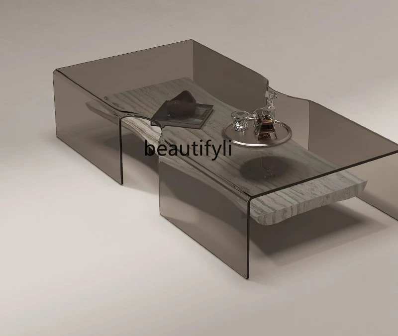 

Italian Minimalist Natural Marble Coffee Table for Small and Large Apartments Modern Simple Living Room Glass