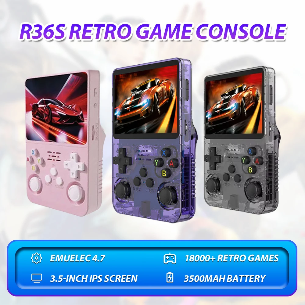

R36S Retro Game Console With 18000+Retro Games Emulators For GB/GBA/GBC/MD/SFC/PSP/PS1/CPS1/CPS2 3.5-inch IPS Screen EmuELEC4.7