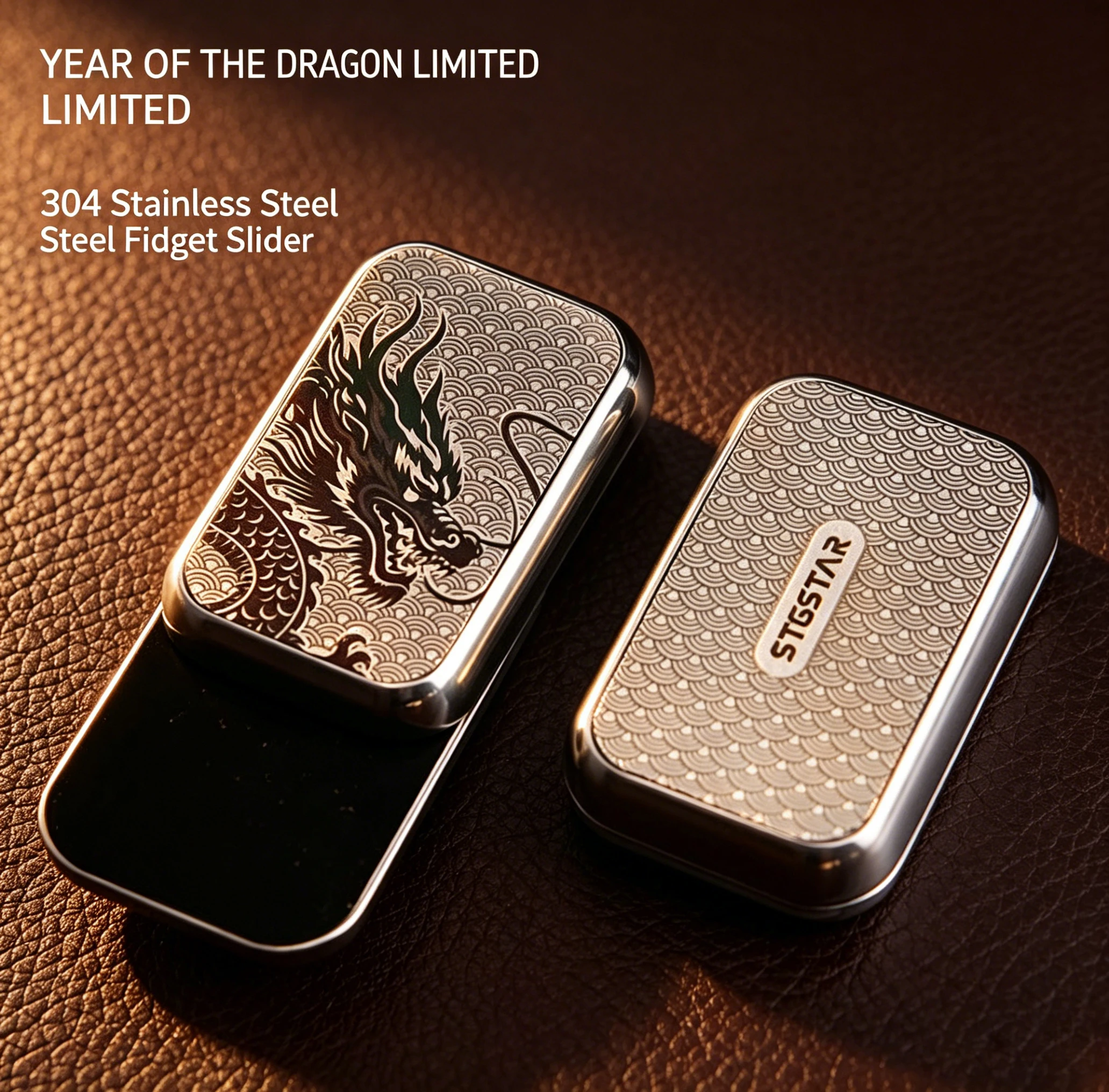 Dragon Plate EDC Fidget Toy Magnetic Infinite-Position Mechanical Card Pusher - Metal Fidget Spinner for Adult Stress Relief