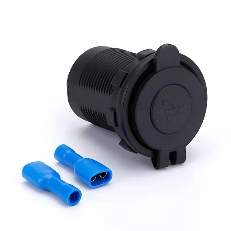 Easy-to-install Fireproof Dual Port 5V 4.2A Blue Light Emitting Diode USB Car Charger Socket with Waterproof Cover