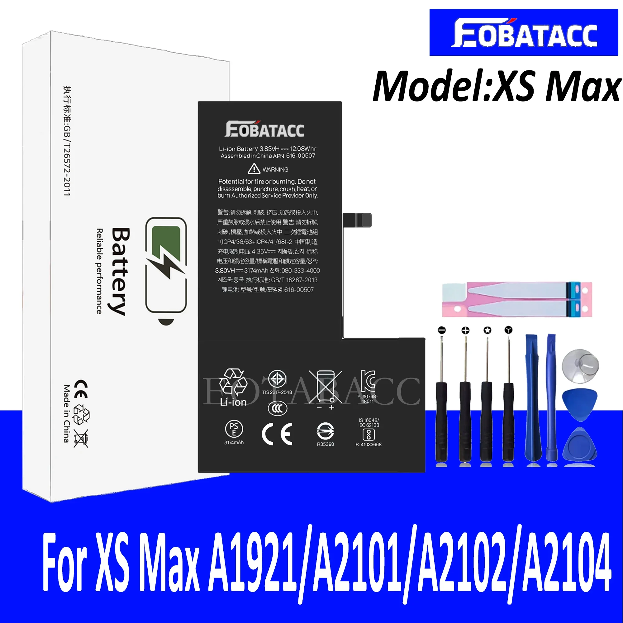 EOTABACC High Quality 100% Original Battery  For iPhone XS MAX A1921 A2101 A2102 A2104 Phone Battery+Tools