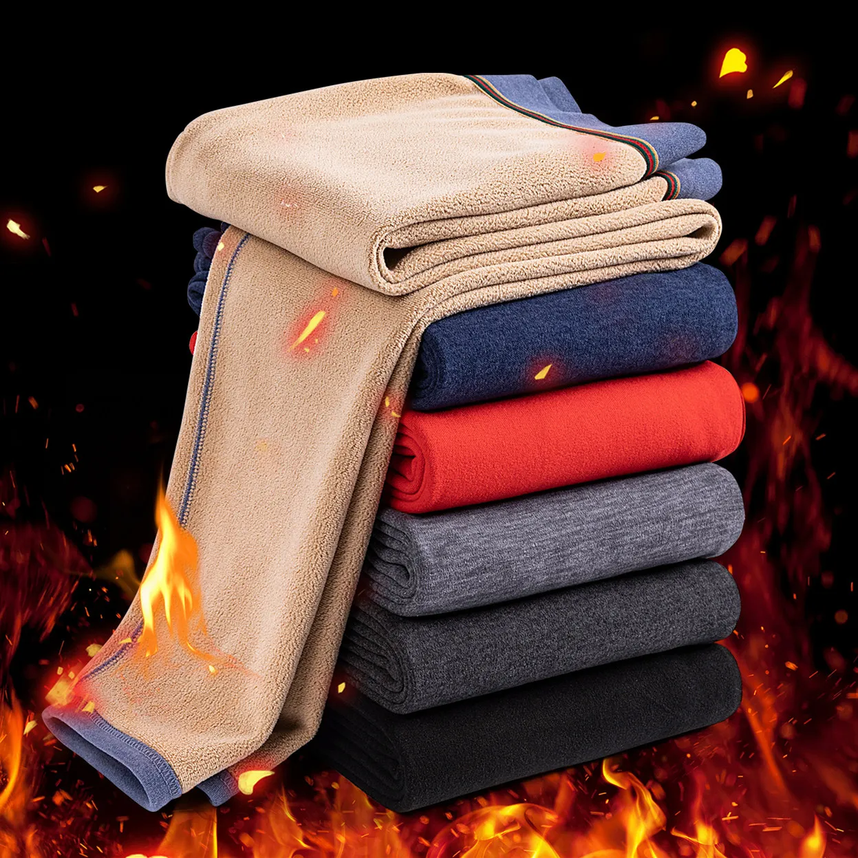 Men's Winter Thermal Underwear Camel Hair Lined Ultra Soft Solid Color Man Pants Warm Legging Thermal Male Clothes Plus 8XL 7XL