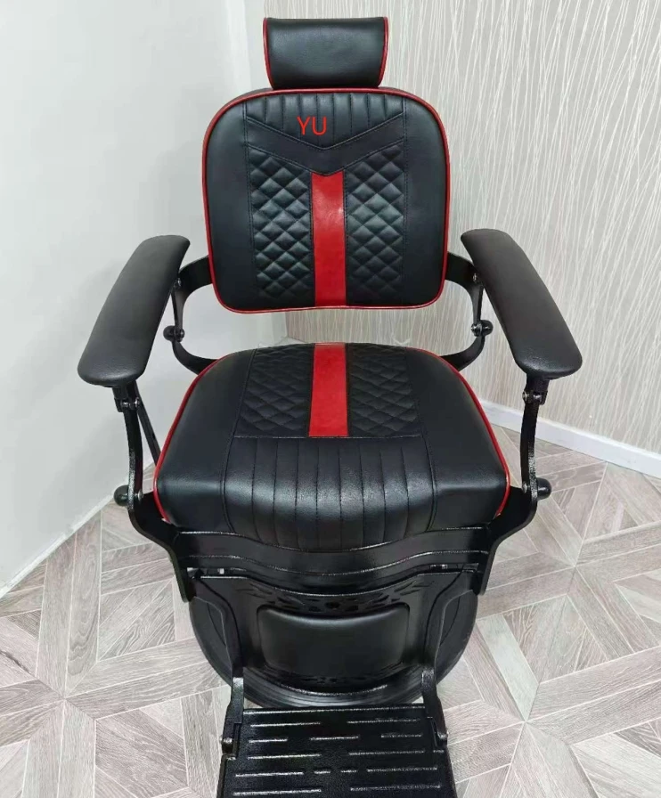 Modern Beauty Salon Barber Shop Furniture Black Leather Hairdressing Styling Incline Chair Hydraulic Recliner Hair Barber Chair
