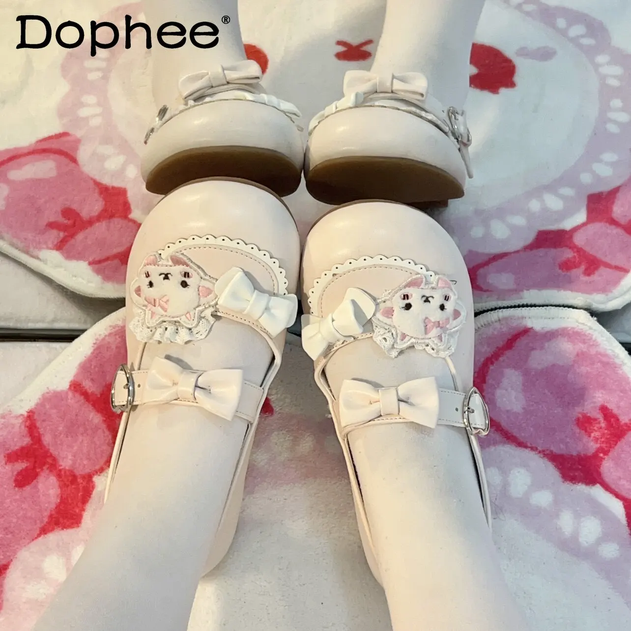 

Новые женские кожаные туфли-балетки в стиле Лолита с круглым носком, весна 2026, милые мультяшные, повседневные