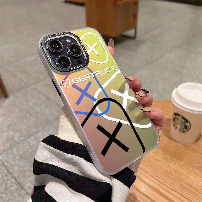 حافظة هاتف عصرية جميلة لهاتف آيفون 16 15 14 13 12 11 Pro Max X XR XSMax 7 8 Plus غطاء خلفي فاخر متدرج غير لامع G-Gertrudes