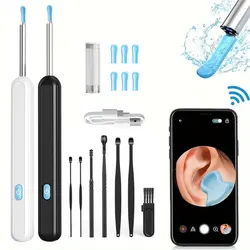 Ear Cleaner with Camera Set Ear Sticks Otoscope USB C Charging Endoscope Wax Removal Tool Earpick MIni Camera Ear Cleaning Set