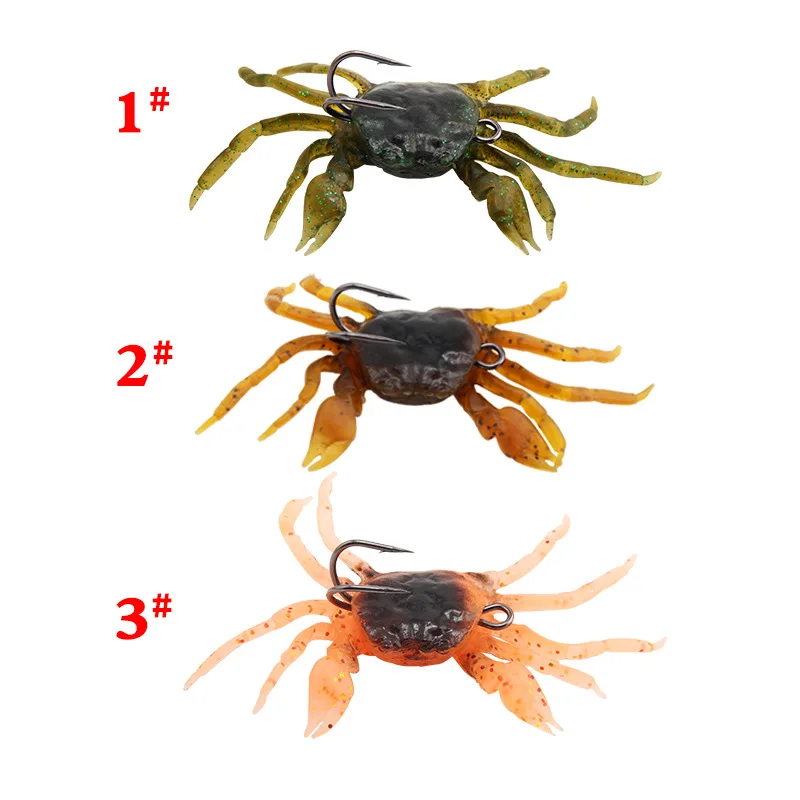 2023 Silicone Soft Bait 3D Simulation Crab Bait With Hook Sea Fishing Bait Tackle Fishing Lures Soft Fish Bait With Sharp Hooks