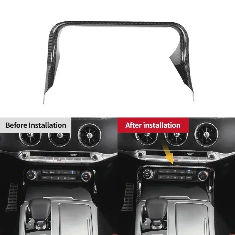 

For Kia Stinger Center Real Hard Dry Carbon Fiber 2018-2022 Console Air Conditioner Frame Cover Interior Moulding Modification