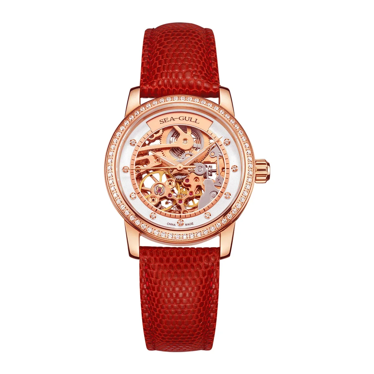 2024 Seagull Fashion Women\'s Watch Luxury Zircon Skeleton Womens Mechanical Automatic Ladies Wristwatch Montre Femme 719.403LK