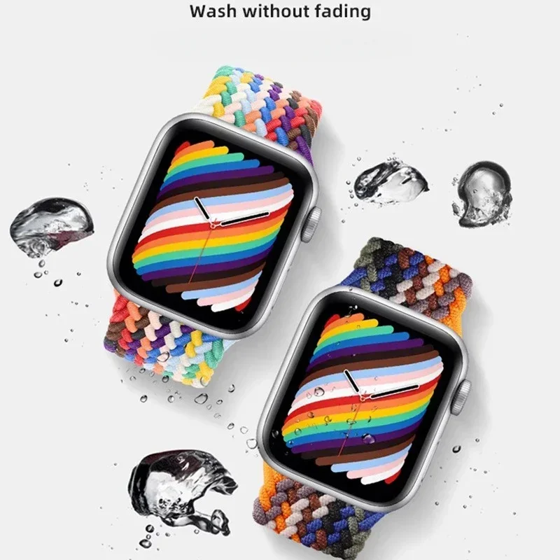 

Nylon woven Apple Watch Band 2pcs 44mm 40mm 45mm 41mm 42mm Ultra 2 49mm Elastic Bracelet iwatch Series 9 7 3 5 Se 6 8 Strap