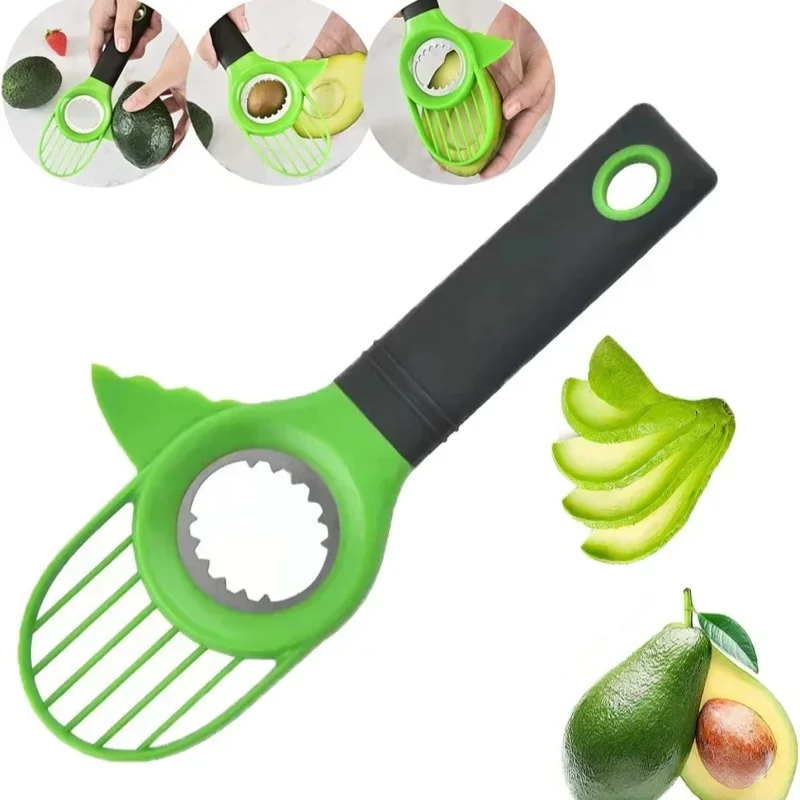Fruit Peeler Cutter 3 In 1 Avocado Slicer Shea Corer Butter Plastic Knife Pulp Separator Kitchen Vegetable Tools Kitchen Gadgets