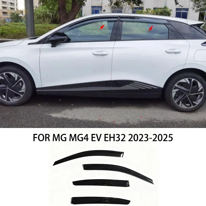 Автомобильные аксессуары для MG MG4 EV EH32 2023-2025: черные водонепроницаемые дефлекторы окон, защита от солнца и дождя