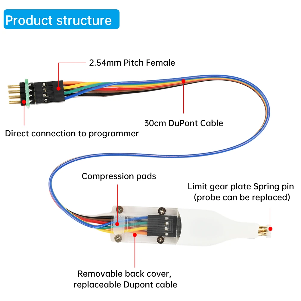 Microchip SOP8/WSON8/QDFN8, Pin de resorte SMD, programador de sonda de prueba de lectura/escritura, adecuado para programa de escritura de prueba, burn-in