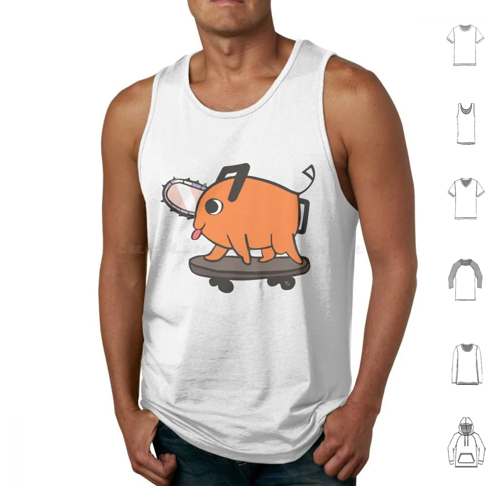 

The Happy Puppie Skating Tank Tops Vest Sleeveless Evil Gun Supernatural Fights War Curse Weapons Reze Dogs Puppies Chainsaw