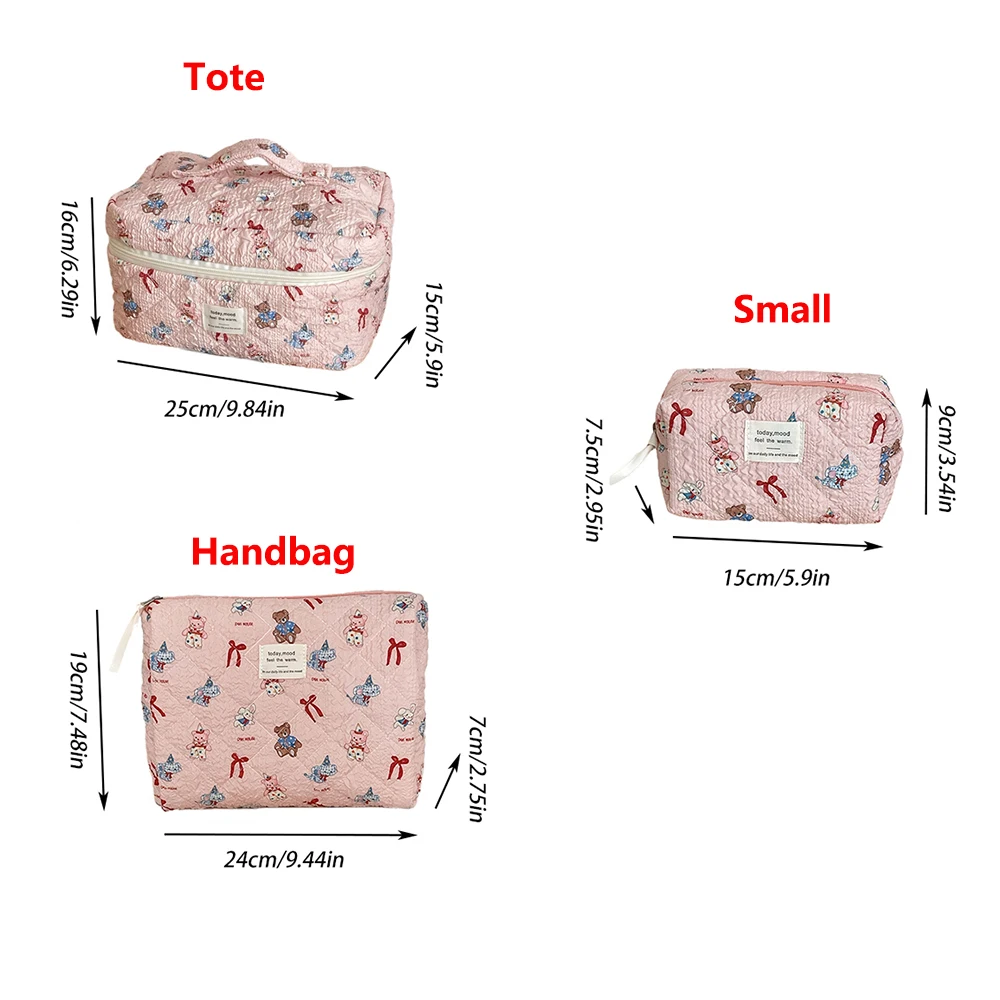Niedliche rosa Mädchen-Cartoon-Make-up-Tasche, tragbare Tragetasche, Kosmetiktasche, Handtasche, Damen, Persönlichkeit, Damen, Make-up, Quilten, Reißverschlusstasche – Detail 1