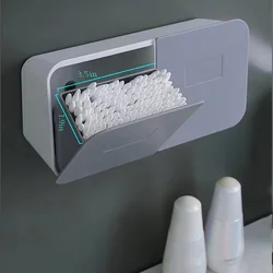 1pc Flip Lid Cotton Swab Storage Box - Wall Mounted Bathroom Organizer with Dustproof Design - 5.51lbs Capacity