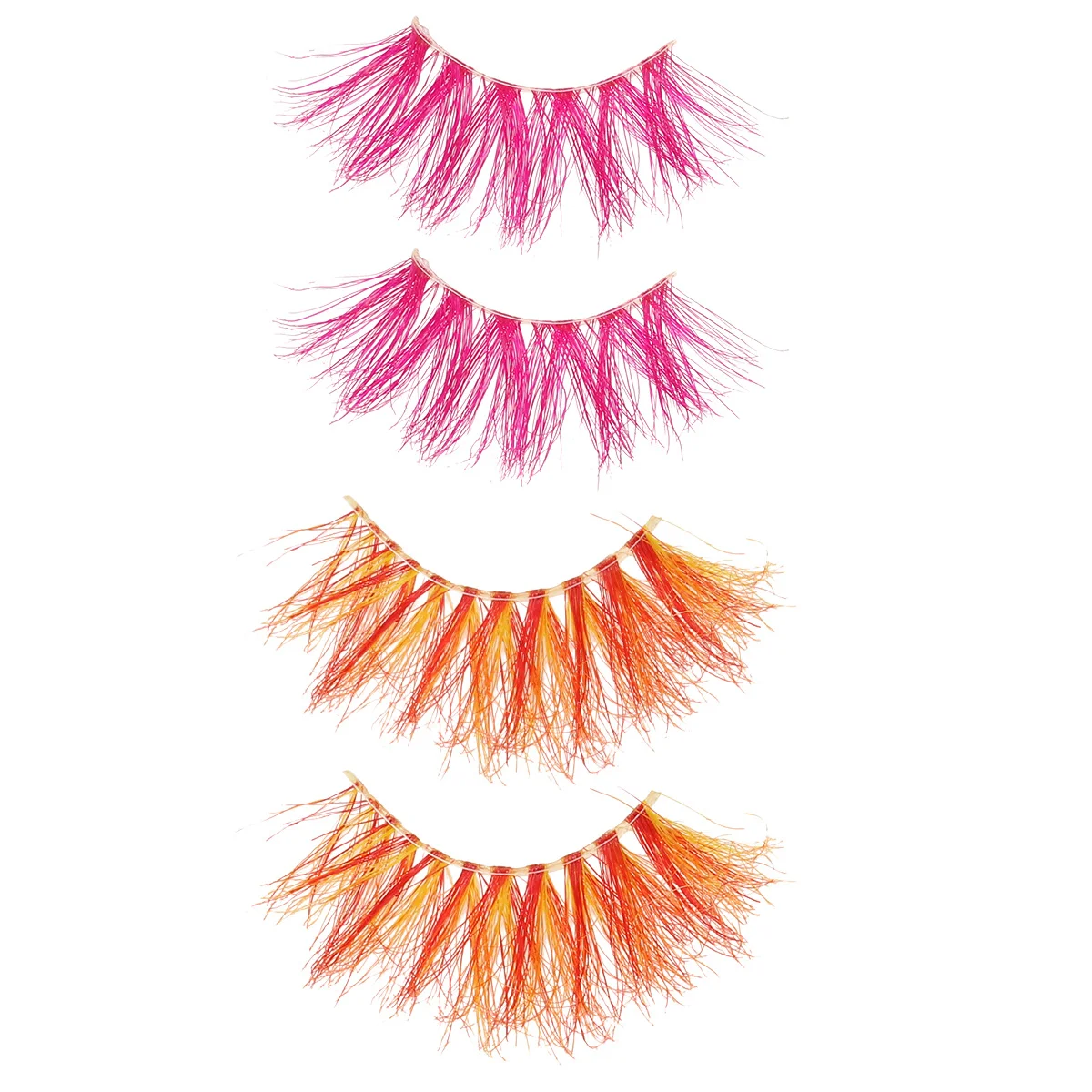 2Pairs Colorful Faux Eyelashes Premium Hair Light Weight Non Deformable 3D Thick Lashes for Eye Makeup Daily Wear