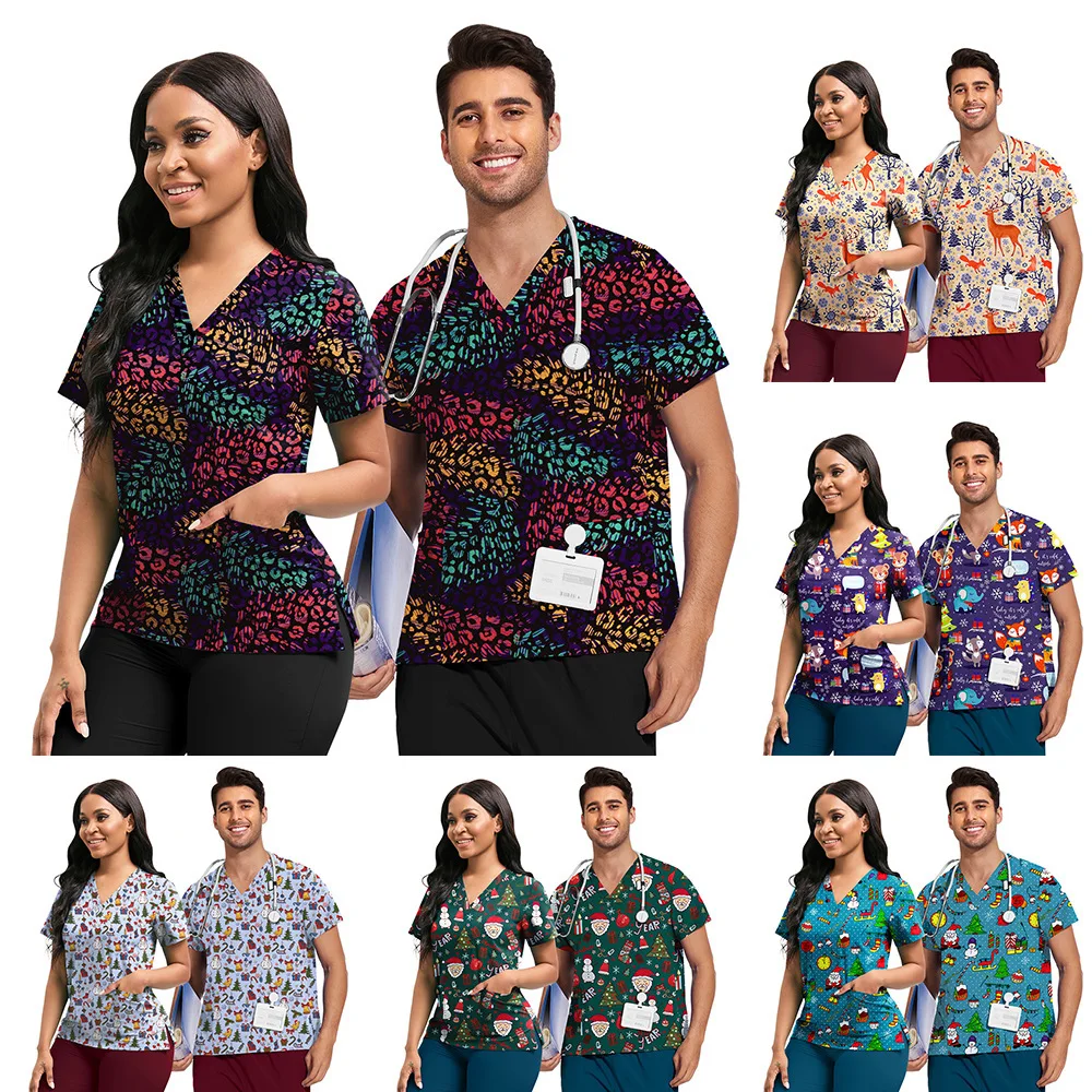 Neue männer Und frauen Kurzarm Cartoon V-ausschnitt Hand Waschen Kleidung Zahnklinik Schönheit Salon Pflege Hause