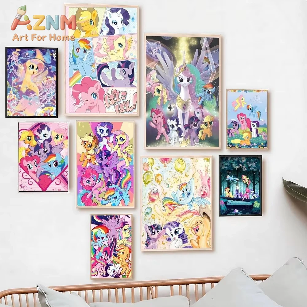 

Постер-принт Kawaii My Little PonyS на холсте, 1 шт., современный настенный декор для гостиной и спальни, домашний декор