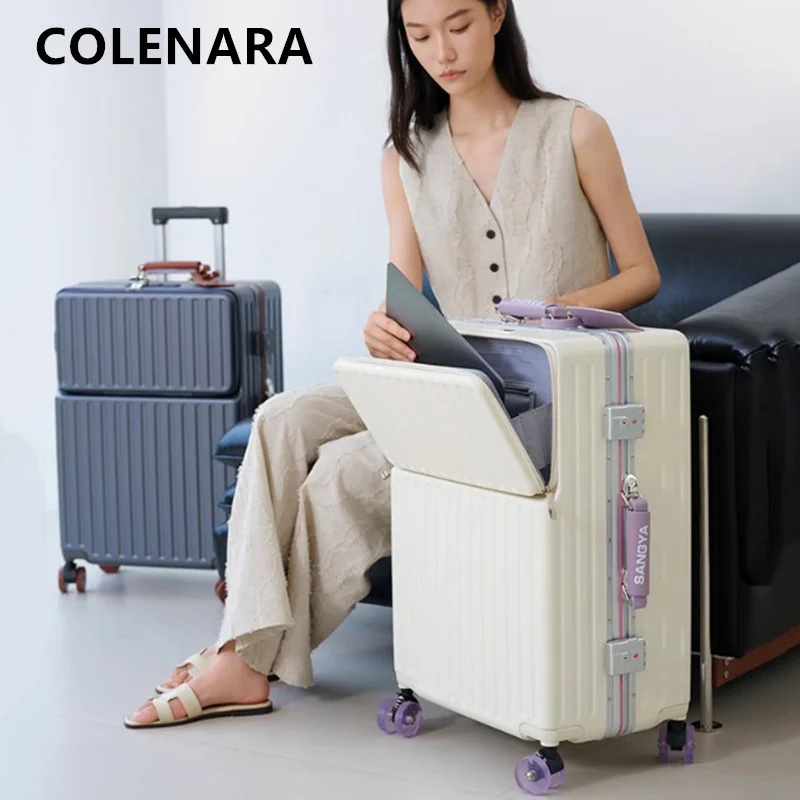 

COLENARA Multifunctional Suitcase 24"26"28 Inches Large Capacity 20"ABS+PC Boarding Case Front Opening Laptop Cabin Luggage