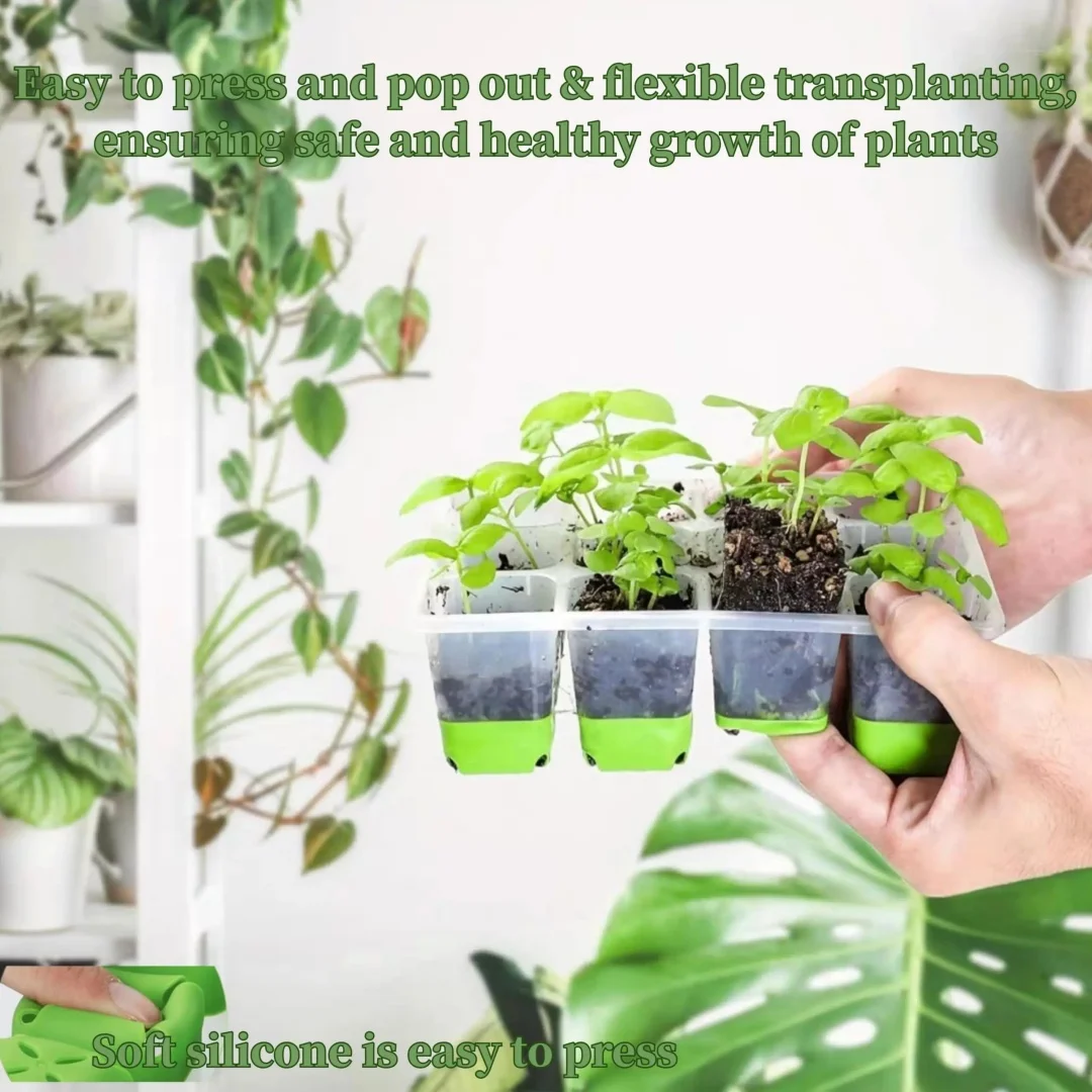 Transparent 12-cell Seedling Houseplant Growing Tray Indoor Garden Greenhouse Pottings Boxs Adjustable Humidity Germination Box