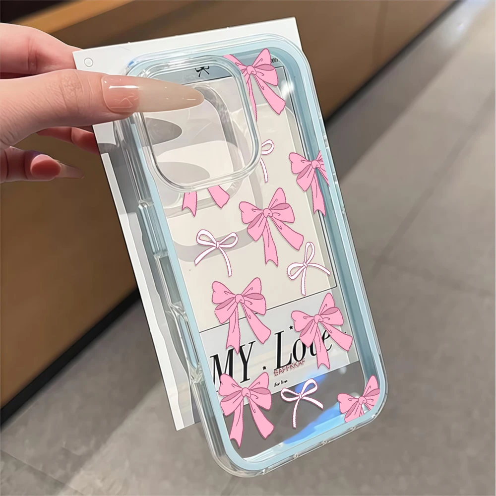 Gradient Rosa Schleife Handyhülle für iPhone 16 14 15 Plus 13 14 15 17 16 12 11 ProMax 16 15 14 Pro 17Air Transparente Weiche Hülle – Detail 2