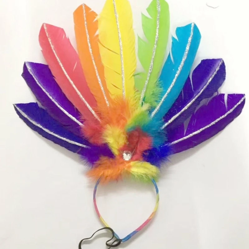 Carnival Party Accessories Headband MardiGras Festive Colorful Feather Hairband