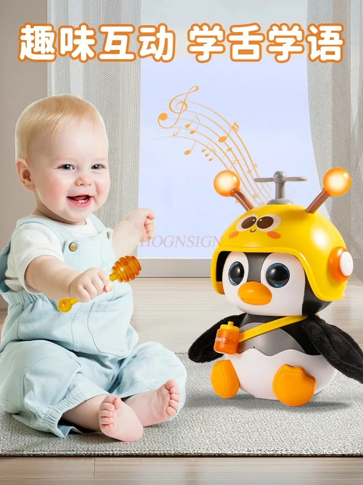 Pinguin summt Kinderspiel zeug intelligente elektrische 0-3 Jahre alte Baby Head-up-Praxis Training frühe Bildung