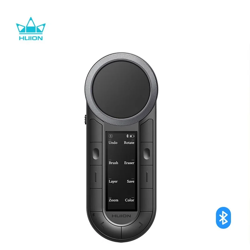 

HUION k40 Keydial Remote Bluetooth Keypad with Dual Dials 60 Customizable Keys, OLED Display and Macro Functionality for Drawing