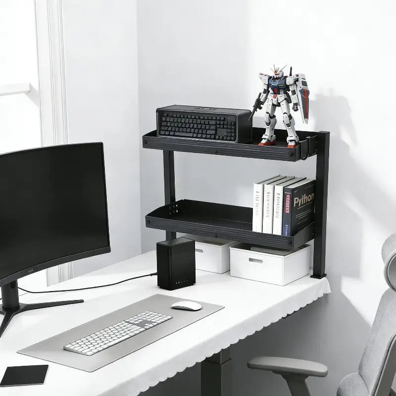 

Навесная полка-органайзер на стол с креплением-зажимом, 2-уровневая, для ноутбуков, книг, экономия пространства на рабочем столе