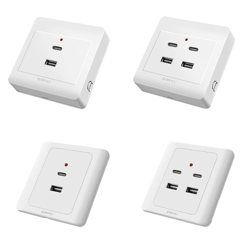 USB Wall Outlet TypeC Wall Outlets Receptacle Tamper-Resistant USB Outlet 18W 220V Charging Ports used for Household