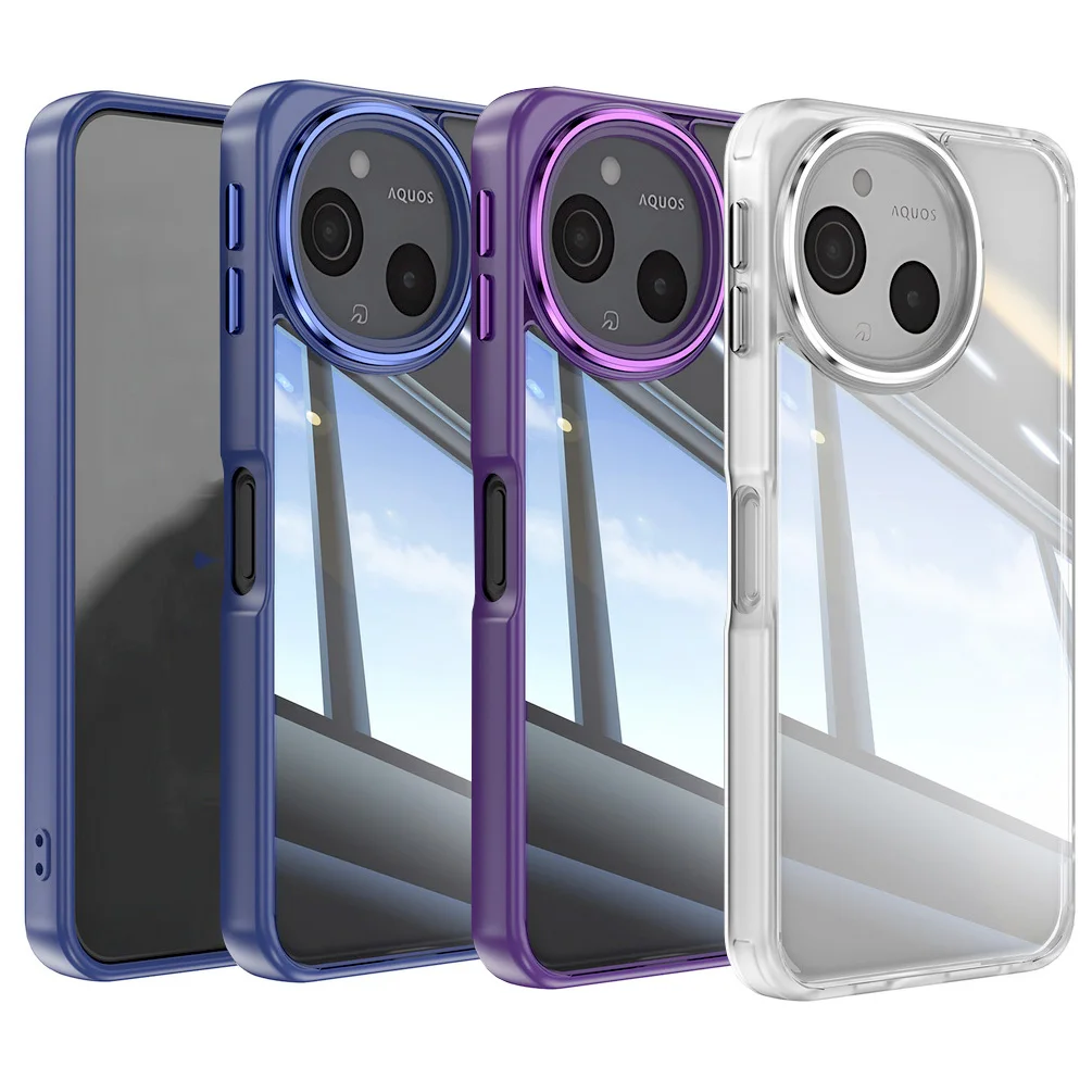 كاميرا معدنية الحافة زر الزجاج الغطاء الخلفي جراب هاتف لشارب Aquos Sense 9 Sense9 Aquos Wish 4 سليم غطاء للحماية الكاميرا