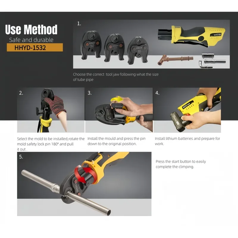 Hot Selling for professional plumbers and DIY enthusiasts, this compact hydraulic crimping tool set delivers reliable, leak-free